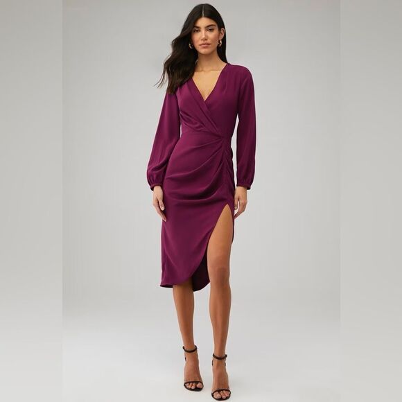 Amanda Uprichard Dresses & Skirts - Amanda Uprichard Long Sleeved Roma Dress in Aubergine Purple